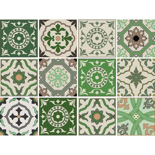 4049009858768 - Fliesenaufkleber HOME AFFAIRE Ornamente grün B15cm H15cm Fliesenaufkleber Stickerfliesen selbstklebend Sticker 12er Set 4049009858768 - Fliesenaufkleber HOME AFFAIRE Ornamente grün B15cm H15cm Fliesenaufkleber Stickerfliesen selbstklebend Sticker 12er Set
