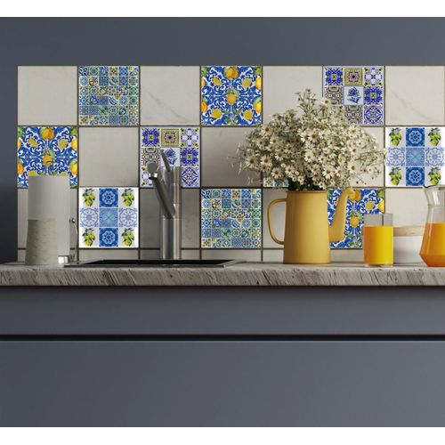 4067437108125 - Fliesenaufkleber QUEENCE Bunte Ornamente blau B15cm H15cm T02cm Fliesenaufkleber selbstklebend 12er Set 4067437108125 - Fliesenaufkleber QUEENCE Bunte Ornamente blau B15cm H15cm T02cm Fliesenaufkleber selbstklebend 12er Set