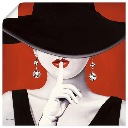 4055327728737 - Wandbild ARTLAND Hut ab I Bilder Gr B H 50 cm x 50 cm Poster Frau quadratisch 1 St rot Bild Poster Bilder als Leinwandbild Wandaufkleber oder in versch Größen