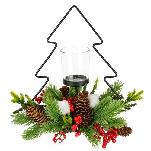 4019844799199 - Teelichthalter IGEA Dekofigur Metall-Tannenbaum mit Glaseinsatz grün (grün rot) B20cm H25cm Metall Kerzenhalter Tannenzweige Zapfen Kerzenhalter Dekolicht Weihnachtsdeko Windlicht 4019844799199 - Teelichthalter IGEA Dekofigur Metall-Tannenbaum mit Glaseinsatz grün (grün rot) B20cm H25cm Metall Kerzenhalter Tannenzweige Zapfen Kerzenhalter Dekolicht Weihnachtsdeko Windlicht