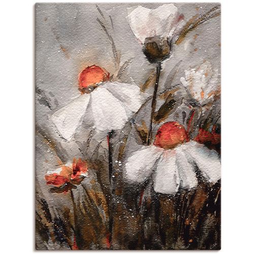 4055327267250 - Wandbild ARTLAND Margeriten I Bilder Gr B H 60 cm x 80 cm Leinwandbild Blumen 1 St grau Bild Kunstdruck Kunstdrucke Bilder als Leinwandbild Wandaufkleber oder Poster in versch Größen
