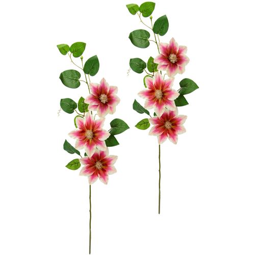 4019844812713 - Kunstblume IGEA Clematisranke Waldrebe rosa B14cm H80cm L9cm Polyester Kunstpflanzen Zweig Einzelblume Stielblume 2er Set