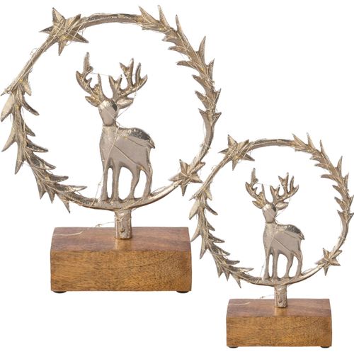 4064118184614 - LED Dekofigur CREATIV DECO LUMEN Deko-Objekt Kranz mit Hirsch Lampen Gr 40 flammig Höhe 23 cm 2 St silberfarben Dekofiguren Weihnachtsdeko Batteriebetrieb 4064118184614 - LED Dekofigur CREATIV DECO LUMEN Deko-Objekt Kranz mit Hirsch Lampen Gr 40 flammig Höhe 23 cm 2 St silberfarben Dekofiguren Weihnachtsdeko Batteriebetrieb