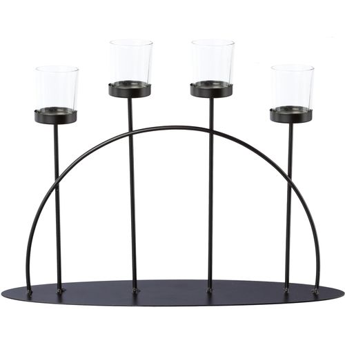4064118116752 - Teelichthalter CREATIV DECO Weihnachtsdeko Kerzenhalter Gr B H T 4000 cm x 2500 cm x 800 cm schwarz Windlichter Laternen auch als Adventskranz geeignet Höhe ca 25 cm