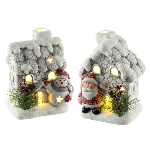 4019844800734 - LED-Dekofigur IGEA Haus mit Schneemann Nikolaus LED-Licht rot (weiß rot) B8cm H11cm Terrakotta Dekofiguren 2er Set Häuser Deko Lichthaus Weihnachten Weihnachtsdeko Adventsdeko 4019844800734 - LED-Dekofigur IGEA Haus mit Schneemann Nikolaus LED-Licht rot (weiß rot) B8cm H11cm Terrakotta Dekofiguren 2er Set Häuser Deko Lichthaus Weihnachten Weihnachtsdeko Adventsdeko