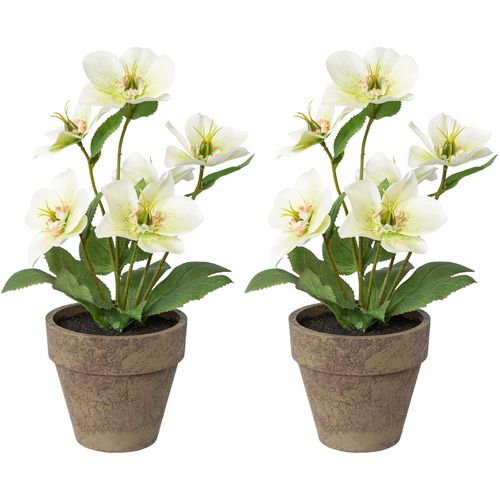 4064118883463 - Winterliche Kunstpflanze CREATIV DECO Weihnachtsdeko Kunstpflanzen Gr H 28 cm 2 St weiß Kunstpflanzen 2er Set inkl Übertopf 4064118883463 - Winterliche Kunstpflanze CREATIV DECO Weihnachtsdeko Kunstpflanzen Gr H 28 cm 2 St weiß Kunstpflanzen 2er Set inkl Übertopf