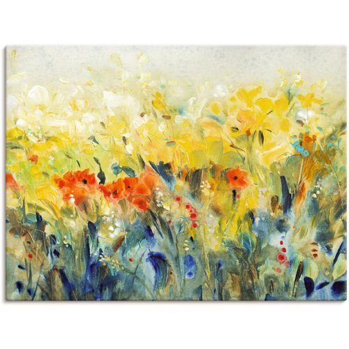 4058661318381 - Wandbild ARTLAND Schwingende Blumen II Bilder Gr B H 80 cm x 60 cm Leinwandbild Blumenwiese Querformat 1 St gelb Bild Metallbild Metallbilder Bilder als Alubild Leinwandbild Wandaufkleber oder Poster in versch Größen
