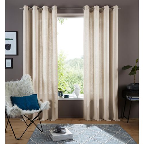 4068222004103 - Gardine MY HOME Rudy Gr 1 beige (sand) B140cm H145cm Polyester Leinen Gardinen Halbtransparent Leinenlook Polyester Längsstreifen