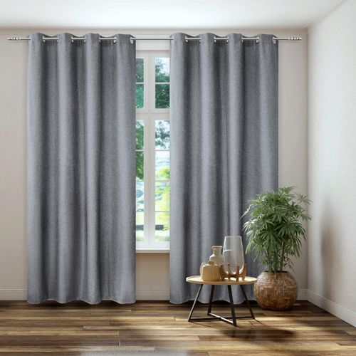 4016478991050 - Vorhang KUTTI Dimout Gardinen Gr 145 cm Ösen 140 cm grau Landhaus Gardinen blickdicht Verdunkelung Thermo isolierend einfarbig Bestseller