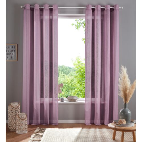 6920192978915 - Gardine HOME AFFAIRE Mara Gardinen Gr 265 cm Ösen 140 cm rosa (rose) Ösen transparent Leinen Optik monochrom basic