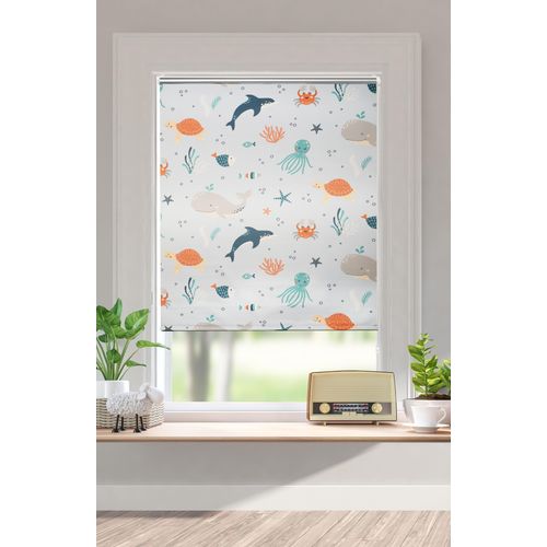 6974372313829 - Verdunklungsrollo Ocean Lüttenhütt abdunkelnd ohne Bohren freihängend Klemmfix Fixmaß Klemmfix Meer Tiere Kinderrollo blau