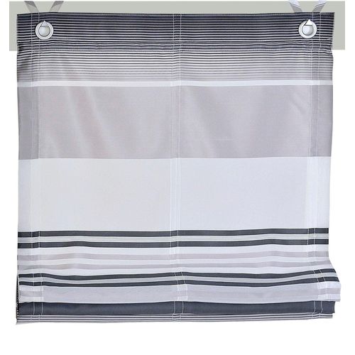 4016478991791 - Raffrollo KUTTI Jamaica Gr 4 grau B100cm H130cm Obermaterial 100% Polyester Raffrollos halbtransparent Polyester gewebt Streifen mit Edelstahlhaken 4016478991791 - Raffrollo KUTTI Jamaica Gr 4 grau B100cm H130cm Obermaterial 100% Polyester Raffrollos halbtransparent Polyester gewebt Streifen mit Edelstahlhaken