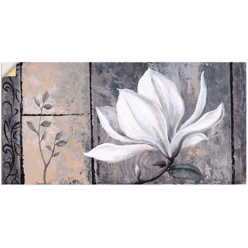 4057738248033 - Wandbild ARTLAND Klassische Magnolie Bilder Gr B H 100 cm x 50 cm Wandaufkleber - Vinyl Blumen 1 St schwarz Bild Poster Bilder als Alubild Leinwandbild Wandaufkleber oder in versch Größen