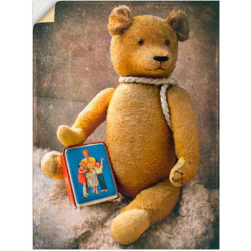 4057738652250 - Wandbild ARTLAND Teddybär mit Sparbüchse Bilder Gr B H 45 cm x 60 cm Wandaufkleber - Vinyl Spielzeuge 1 St braun Bild Kunstdruck Leinwandbild Kunstdrucke Bilder als Leinwandbild Wandaufkleber oder Poster in versch Größen