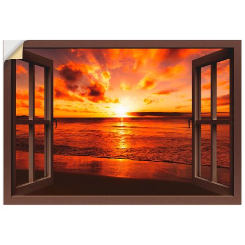 4057738620433 - Wandbild ARTLAND Fensterblick Sonnenuntergang am Strand Bilder Gr B H 130 cm x 90 cm Wandaufkleber - Vinyl Fensterblick Querformat 1 St braun Bild Leinwandbild Kunstdrucke Bilder als Leinwandbild Wandaufkleber oder Poster in versch Größen 4057738620433 - Wandbild ARTLAND Fensterblick Sonnenuntergang am Strand Bilder Gr B H 130 cm x 90 cm Wandaufkleber - Vinyl Fensterblick Querformat 1 St braun Bild Leinwandbild Kunstdrucke Bilder als Leinwandbild Wandaufkleber oder Poster in versch Größen