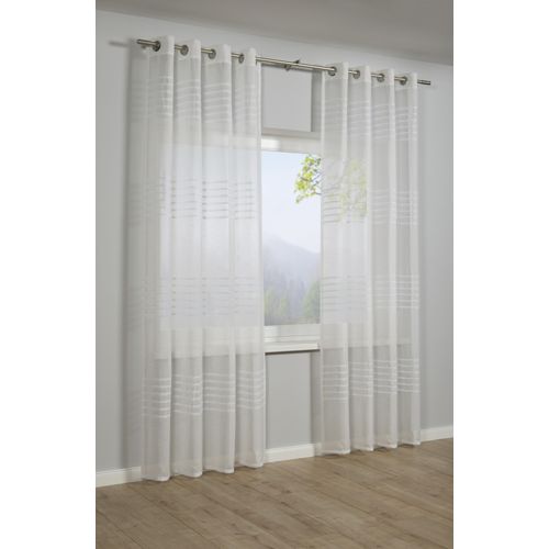 4003018371687 - Gardine Schal mit Ösen Etamine 3-D Streifen GARDINIA Ösen (1 St) transparent transparent Polyester Stoff Etamine weiß 4003018371687 - Gardine Schal mit Ösen Etamine 3-D Streifen GARDINIA Ösen (1 St) transparent transparent Polyester Stoff Etamine weiß
