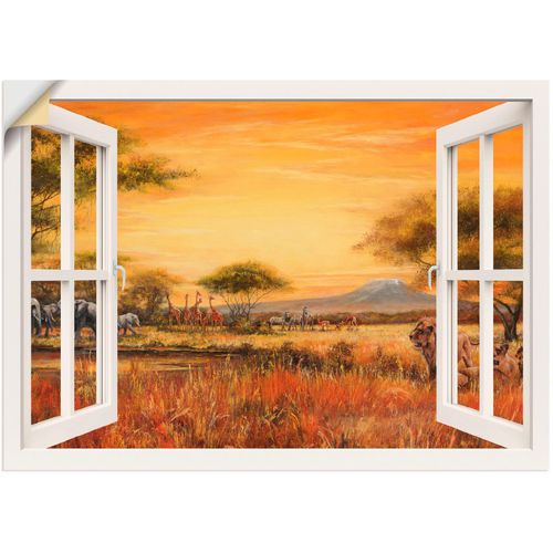 4057738619567 - Wandbild ARTLAND Fensterblick Afrikanische Steppe Löwen Bilder Gr B H 130 cm x 90 cm Wandaufkleber - Vinyl Fensterblick 1 St weiß Bild Poster Bilder als Leinwandbild Wandaufkleber oder in versch Größen 4057738619567 - Wandbild ARTLAND Fensterblick Afrikanische Steppe Löwen Bilder Gr B H 130 cm x 90 cm Wandaufkleber - Vinyl Fensterblick 1 St weiß Bild Poster Bilder als Leinwandbild Wandaufkleber oder in versch Größen