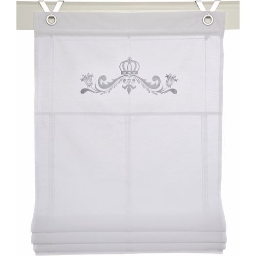4016478078645 - Raffrollo KUTTI Kessy Crown Gr 1 weiß B45cm H140cm Obermaterial 65% Baumwolle 35% Polyester Raffrollos Ösenrollo weiß blickdicht bestickt Motiv Krone silber 4016478078645 - Raffrollo KUTTI Kessy Crown Gr 1 weiß B45cm H140cm Obermaterial 65% Baumwolle 35% Polyester Raffrollos Ösenrollo weiß blickdicht bestickt Motiv Krone silber