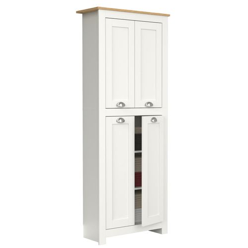 4051814440403 - Holz Flurschrank 5 Fächer Badezimmerschrank Maße H 184 x B 72 x T 32 cm 4 Drehtüren elegante Muschelgriffe - Balusa 4051814440403 - Holz Flurschrank 5 Fächer Badezimmerschrank Maße H 184 x B 72 x T 32 cm 4 Drehtüren elegante Muschelgriffe - Balusa