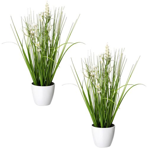 4064118897156 - Kunstgras CREATIV GREEN Blüten-Gras-Mix Kunstpflanzen Gr Ø H 10 cm x 41 cm 2 St weiß Kunst-Gräser in weißer Kunststoffschale 4064118897156 - Kunstgras CREATIV GREEN Blüten-Gras-Mix Kunstpflanzen Gr Ø H 10 cm x 41 cm 2 St weiß Kunst-Gräser in weißer Kunststoffschale
