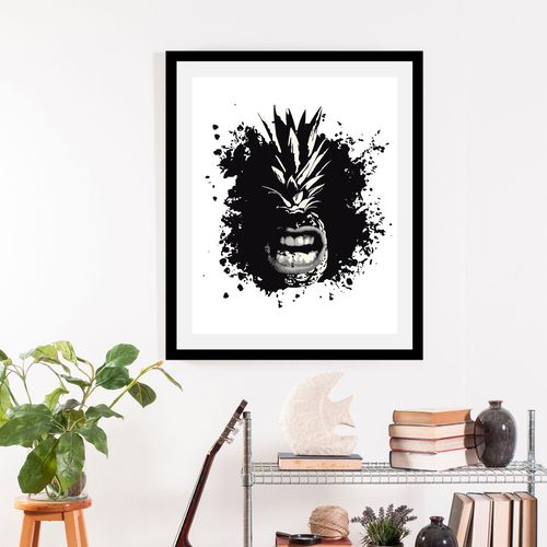 4067437335477 - Bild QUEENCE Angry Pineapple Bilder Gr B H 40 cm x 50 cm Wandbild Hochformat 1 St schwarz Kunstdrucke gerahmt
