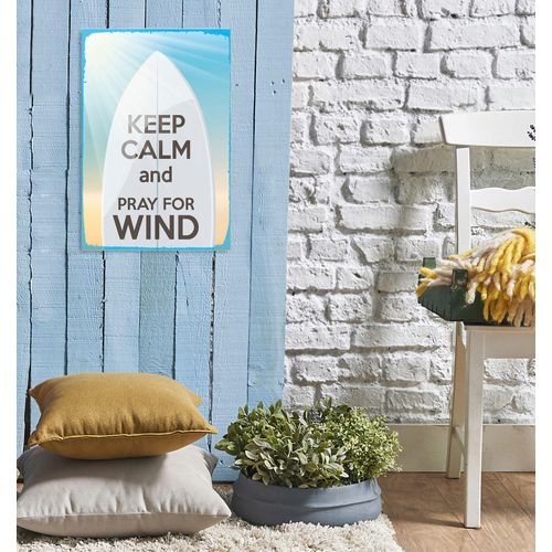 4067437338119 - Metallbild QUEENCE Pray for Wind Bilder Gr B H 30 cm x 45 cm Metallbild Strand Hochformat 1 St weiß Metallbilder Stahlschilder