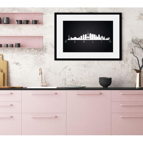 4049009839545 - Bild QUEENCE Berlin Sehenswürdigkeiten Bilder Gr B H 70 cm x 50 cm Wandbild Städte Querformat 1 St schwarz Bild Kunstdruck Bilder mit Rahmen