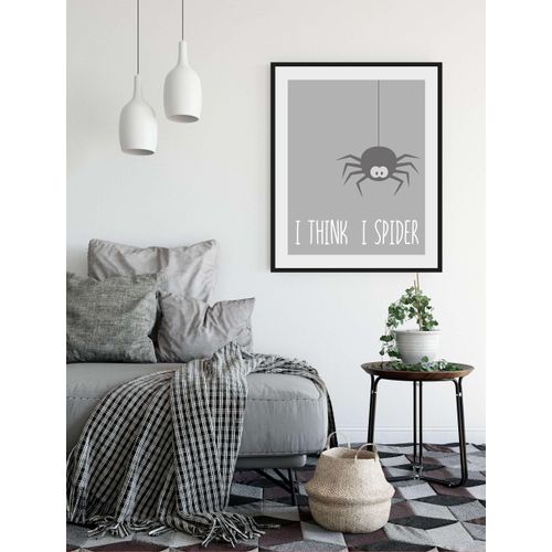 4049009933847 - Bild »I THINK I SPIDER« Schriftzug-Humor-Sprüche & Texte-Schwarz-Weiss-Insekten (1 St) HD Premium Poster-Druck inkl Holzrahmen 4049009933847 - Bild »I THINK I SPIDER« Schriftzug-Humor-Sprüche & Texte-Schwarz-Weiss-Insekten (1 St) HD Premium Poster-Druck inkl Holzrahmen