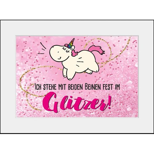 4049009929154 - Bild QUEENCE Glitzer Bilder Gr B H 40 cm x 30 cm Wandbild Einhorn Querformat 1 St rosa (rosa pink) Kunstdrucke Bilder