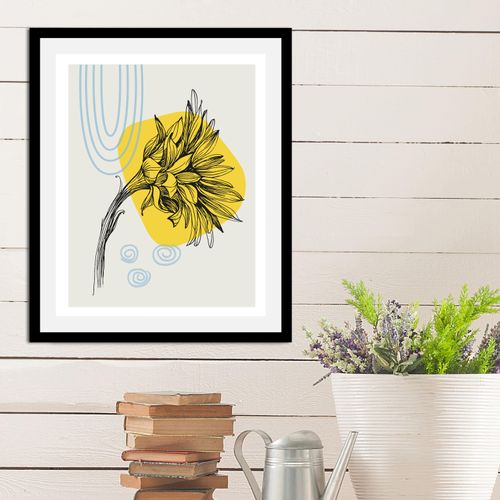 4067437336764 - Bild QUEENCE Fidel Bilder Gr B H 40 cm x 50 cm Wandbild Blumen Hochformat 1 St schwarz (schwarz gelb) Kunstdrucke gerahmt