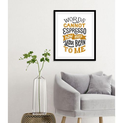 4067437345384 - Bild QUEENCE Espresso Bean gelb (farbe rahmen schwarz farbe bild(er) gelb) B50cm H70cm Acrylglas Papier Holz Bilder gerahmt