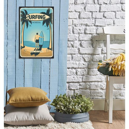 4067437338744 - Metallbild QUEENCE Surfing School Bilder Gr B H 30 cm x 45 cm Metallbild Hochformat 1 St beige Metallbilder Stahlschilder