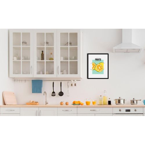 4067437335712 - Bild QUEENCE Fresh Fruits Bilder Gr B H 40 cm x 50 cm Wandbild Hochformat 1 St gelb (gelb blau) Kunstdrucke gerahmt