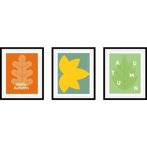 4067437347128 - Bild QUEENCE Set Autumn Bilder Gr B H 30 cm x 40 cm Wandbild Hochformat 1 St bunt Kunstdrucke gerahmt