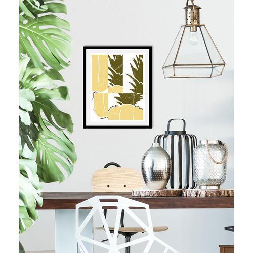 4067437375985 - Bild QUEENCE Pineapple Bilder Gr B H 30 cm x 40 cm Wandbild Hochformat 1 St gelb Kunstdrucke gerahmt