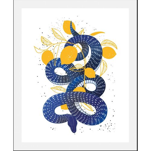 4067437336382 - Bild QUEENCE Lemon Snake Bilder Gr B H 50 cm x 70 cm Wandbild Hochformat 1 St gelb (gelb blau) Kunstdrucke gerahmt