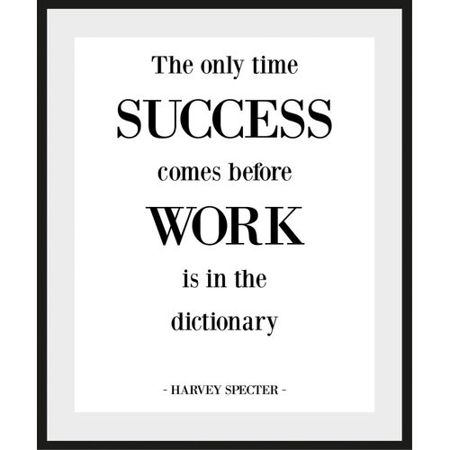 4049009842651 - Bild »SUCCESS BEFORE WORK« Schriftzug-Humor-Sprüche & Texte-Schwarz-Weiss-Filmfiguren (1 St) HD Premium Poster-Druck inkl Holzrahmen