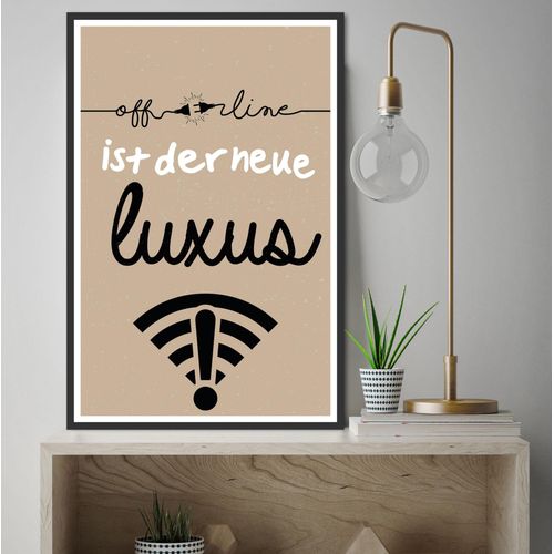4067437343120 - Metallbild QUEENCE Offline Bilder Gr B H 30 cm x 45 cm Metallbild Schriftzüge Hochformat 1 St beige Metallbilder Stahlschilder