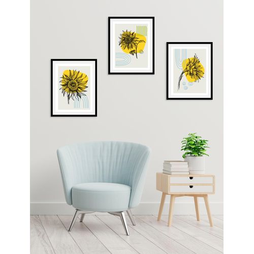 4067437337143 - Bild QUEENCE Set Sunflower Bilder Gr B H 30 cm x 40 cm Wandbild Blumen Hochformat 1 St gelb Kunstdrucke gerahmt