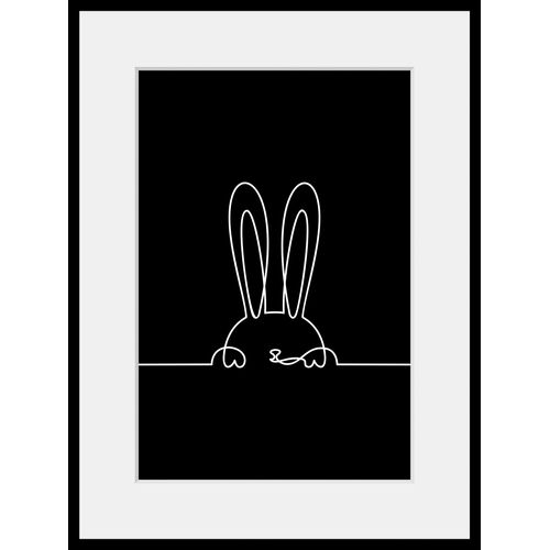 4049009841623 - Bild QUEENCE Felix Bilder Gr B H 30 cm x 40 cm Wandbild Hase Hochformat 1 St schwarz Bild Kunstdruck Bilder mit Rahmen