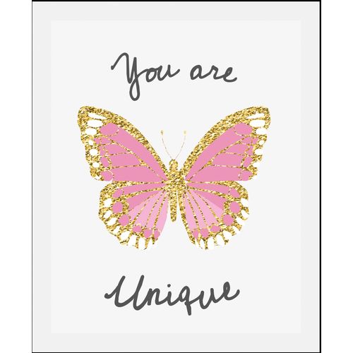 4067437346756 - Bild QUEENCE You are unique Bilder Gr B H 30 cm x 40 cm Wandbild Schriftzüge Hochformat 1 St rosa Kunstdrucke gerahmt