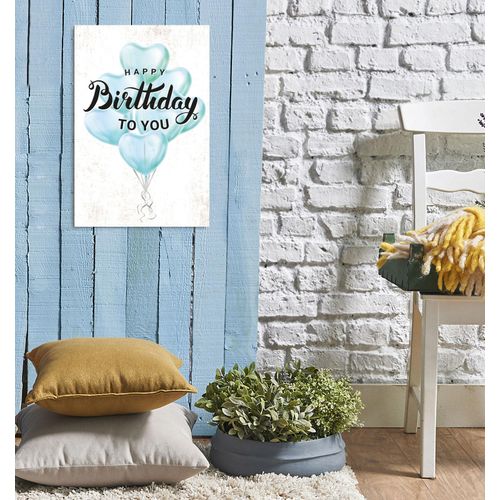 4067437337839 - Metallbild QUEENCE Birthday Balloons Bilder Gr B H 30 cm x 45 cm Metallbild Schriftzüge Hochformat 1 St blau Metallbilder Stahlschilder