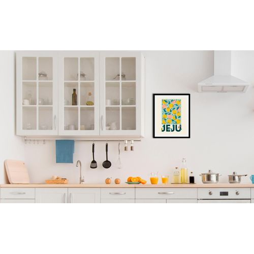 4067437335774 - Bild QUEENCE Jeju Bilder Gr B H 40 cm x 50 cm Wandbild Hochformat 1 St bunt (rosa gelb blau) Kunstdrucke gerahmt