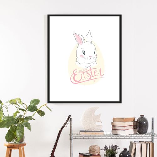 4049009865223 - Bild QUEENCE Abilou Bilder Gr B H 40 cm x 50 cm Wandbild Hase Hochformat 1 St rosa Kunstdrucke 50x40 mit Rahmen