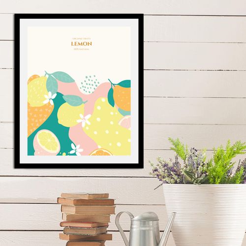 4067437335361 - Bild QUEENCE Lemon Bilder Gr B H 50 cm x 70 cm Wandbild Hochformat 1 St bunt (grün gelb orange) Kunstdrucke gerahmt