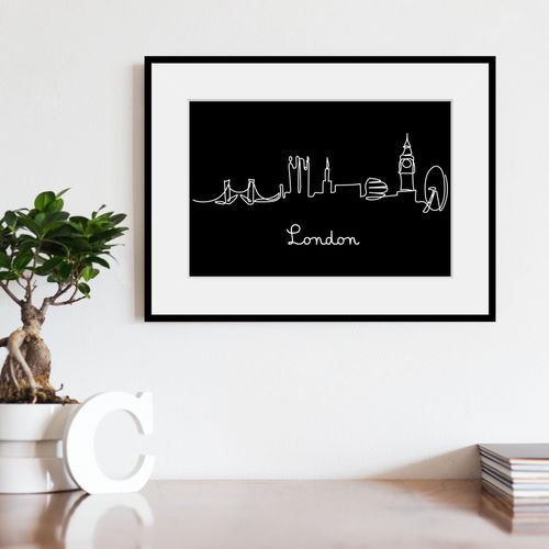 4049009841210 - Bild QUEENCE London Skyline Bilder Gr B H 50 cm x 40 cm Wandbild Städte Querformat 1 St schwarz Bild Kunstdruck Bilder mit Rahmen