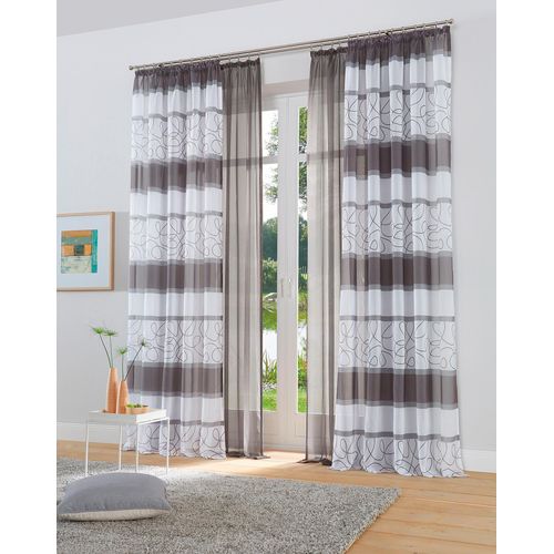 6920192991341 - Gardine MY HOME Napala Gardinen Gr 245 cm Kräuselband 140 cm grau Kräuselband Vorhang Fertiggardine transparent