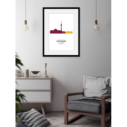 4049009839422 - Bild QUEENCE Stuttgart Color Splash Bilder Gr B H 50 cm x 70 cm Wandbild Städte Hochformat 1 St bunt Bild Kunstdruck Bilder mit Rahmen