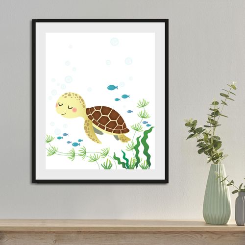 4049009857068 - Bild LÜTTENHÜTT Crush Bilder Gr B H 30 cm x 40 cm Wandbild Schildkröten Hochformat 1 St grün (grün beige) Kunstdrucke mit Rahmen schwarz