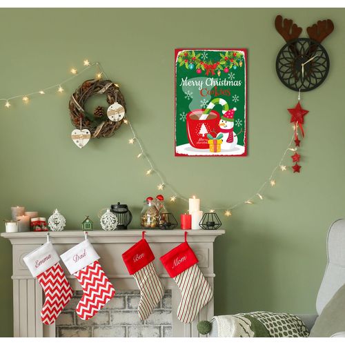 4067437340532 - Metallbild QUEENCE Merry Christmas Cookies Bilder Gr B H 30 cm x 45 cm Metallbild Hochformat 1 St rot (rot grün) Metallbilder Stahlschilder
